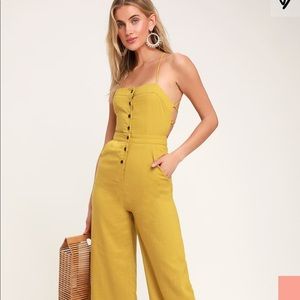 Beach Day Mustard Yellow Backless Jumpsuit